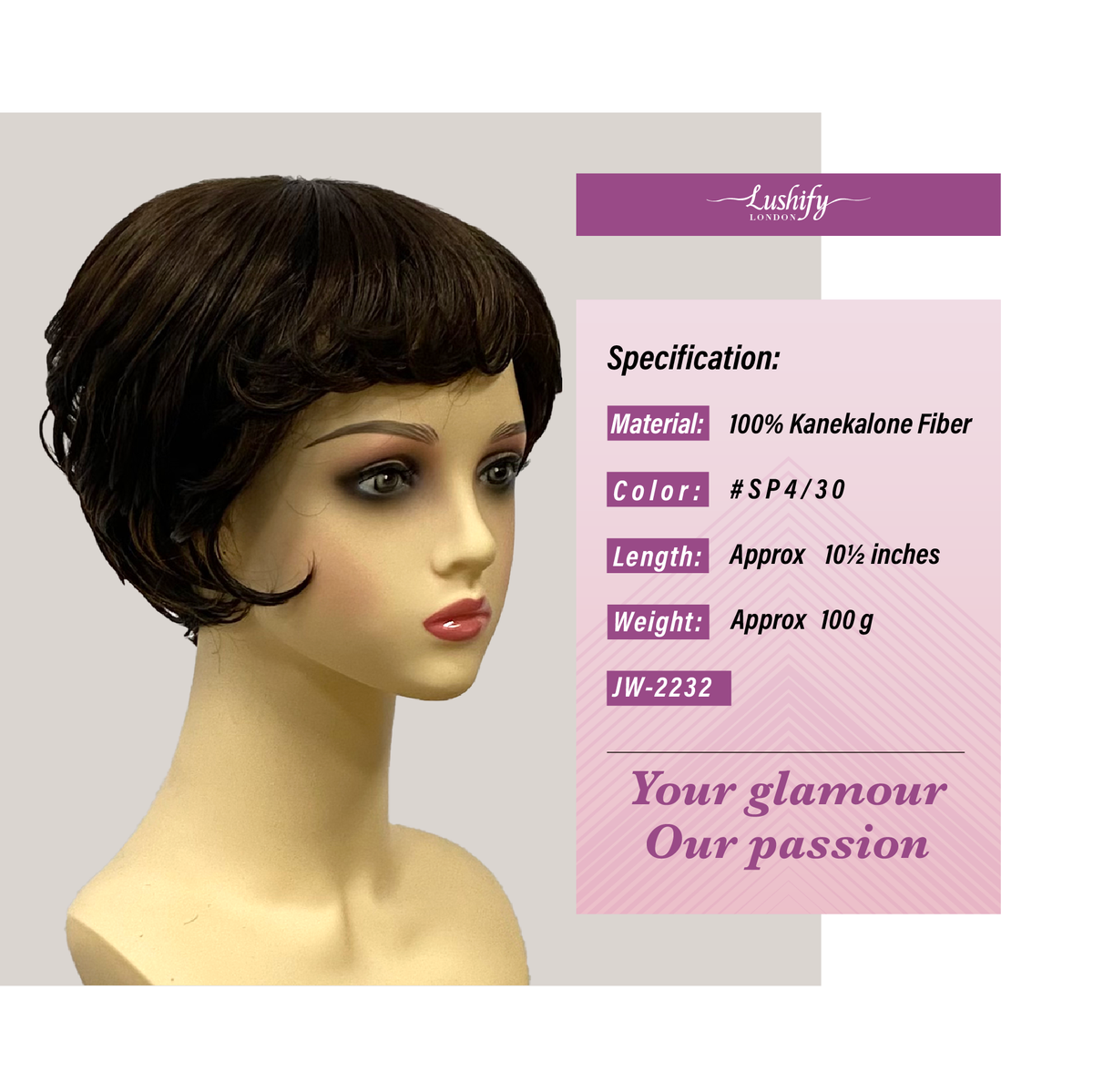 10.5 Inches Pixie Cut ShortLayered Wigs with Bangs