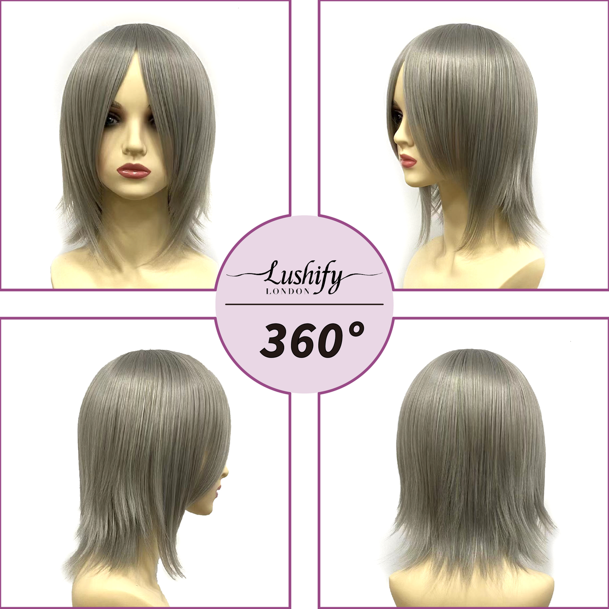 13 Inch Layered GradientSilvergrey Wigs