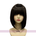 13 Inches Natural Black ShortStraight Bob Wigs With Bangs
