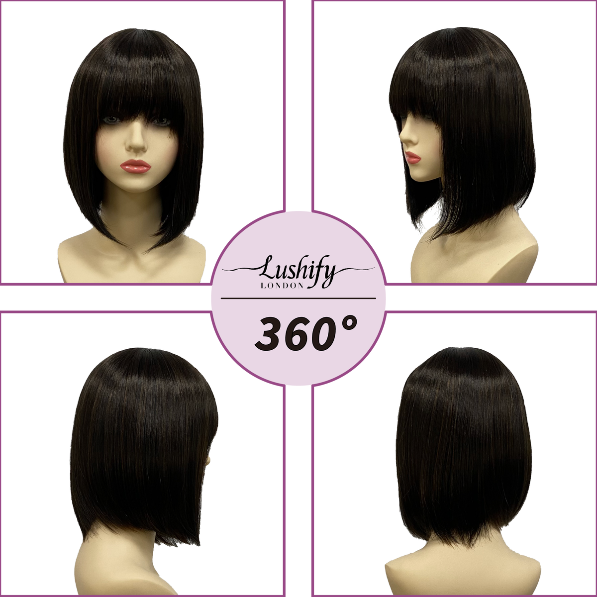 13 Inches Natural Black ShortStraight Bob Wigs With Bangs