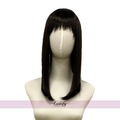 16 Inches Black Long Straight HairNatural Wigs With Bangs