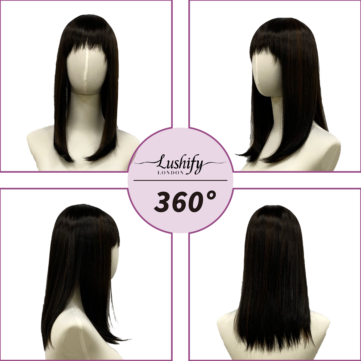 16 Inches Black Long Straight HairNatural Wigs With Bangs