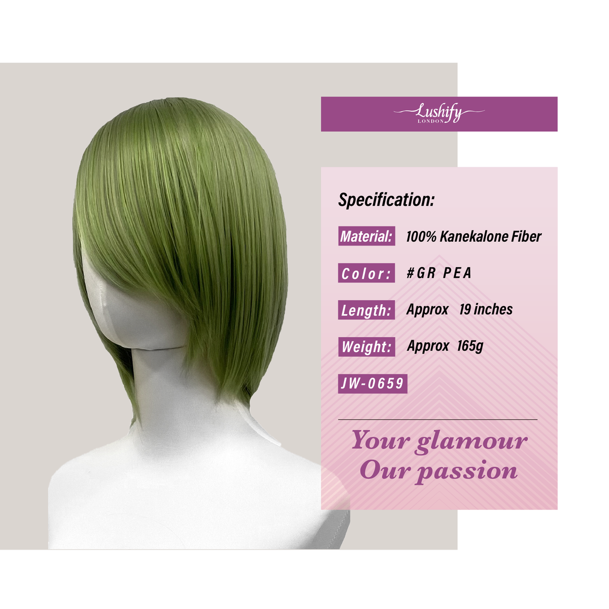 19Inches Short Green Bob Wigs With Bangs