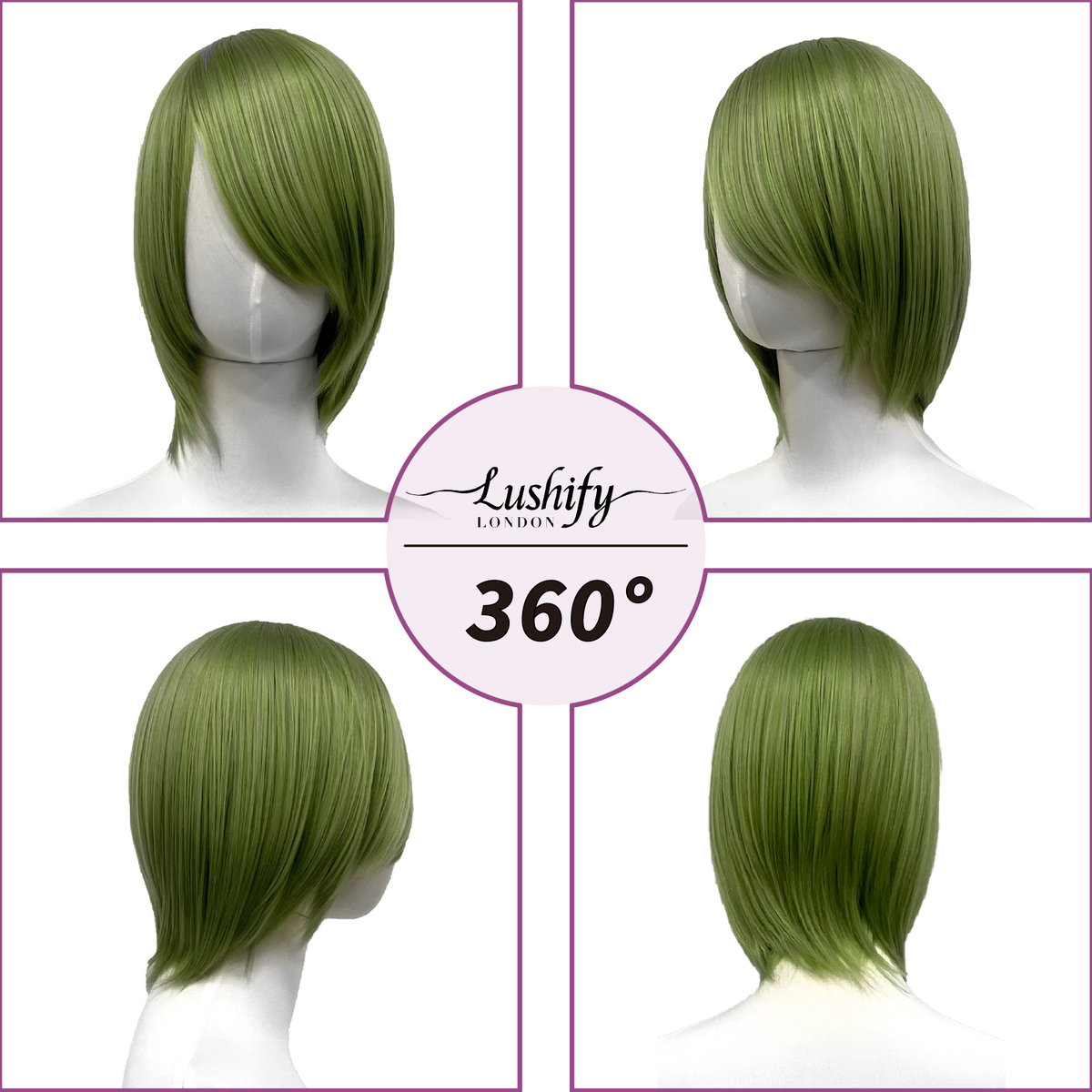 19Inches Short Green Bob Wigs With Bangs