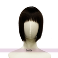 9.5 Inches Black Natural Straight Layered Short BobWigs With Bangs