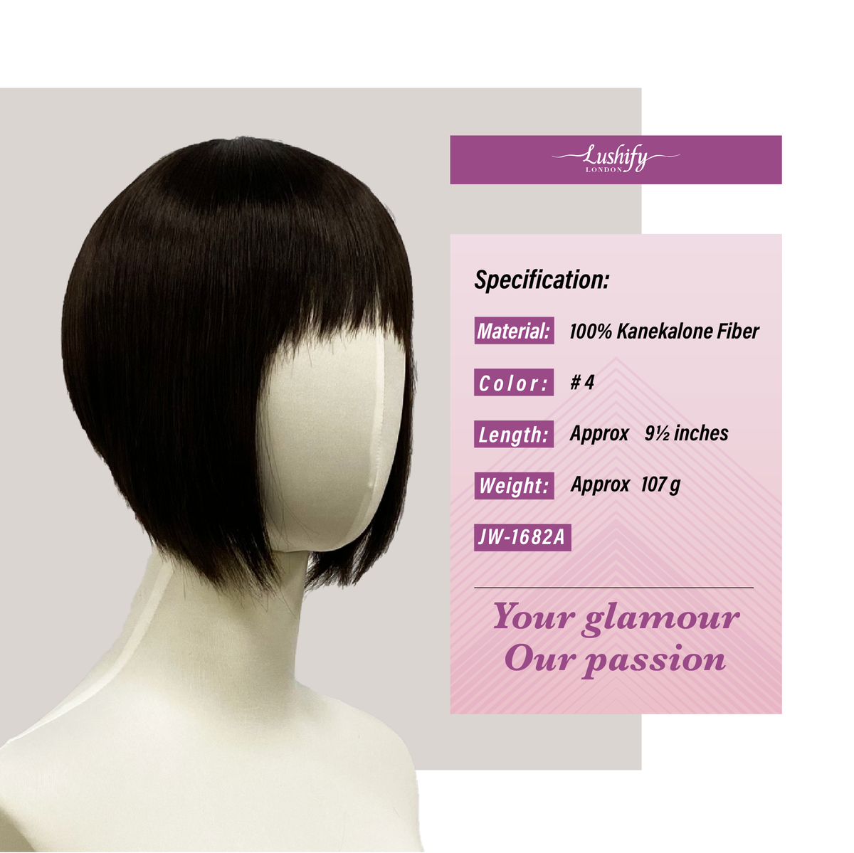 9.5 Inches Black Natural Straight Layered Short BobWigs With Bangs