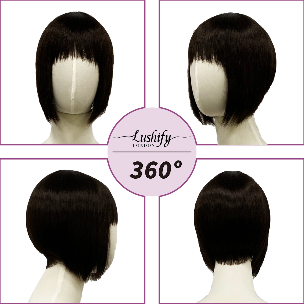 9.5 Inches Black Natural Straight Layered Short BobWigs With Bangs