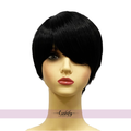 9.5 inch Black Short Pixie Cut Straight Wigs With Bangs