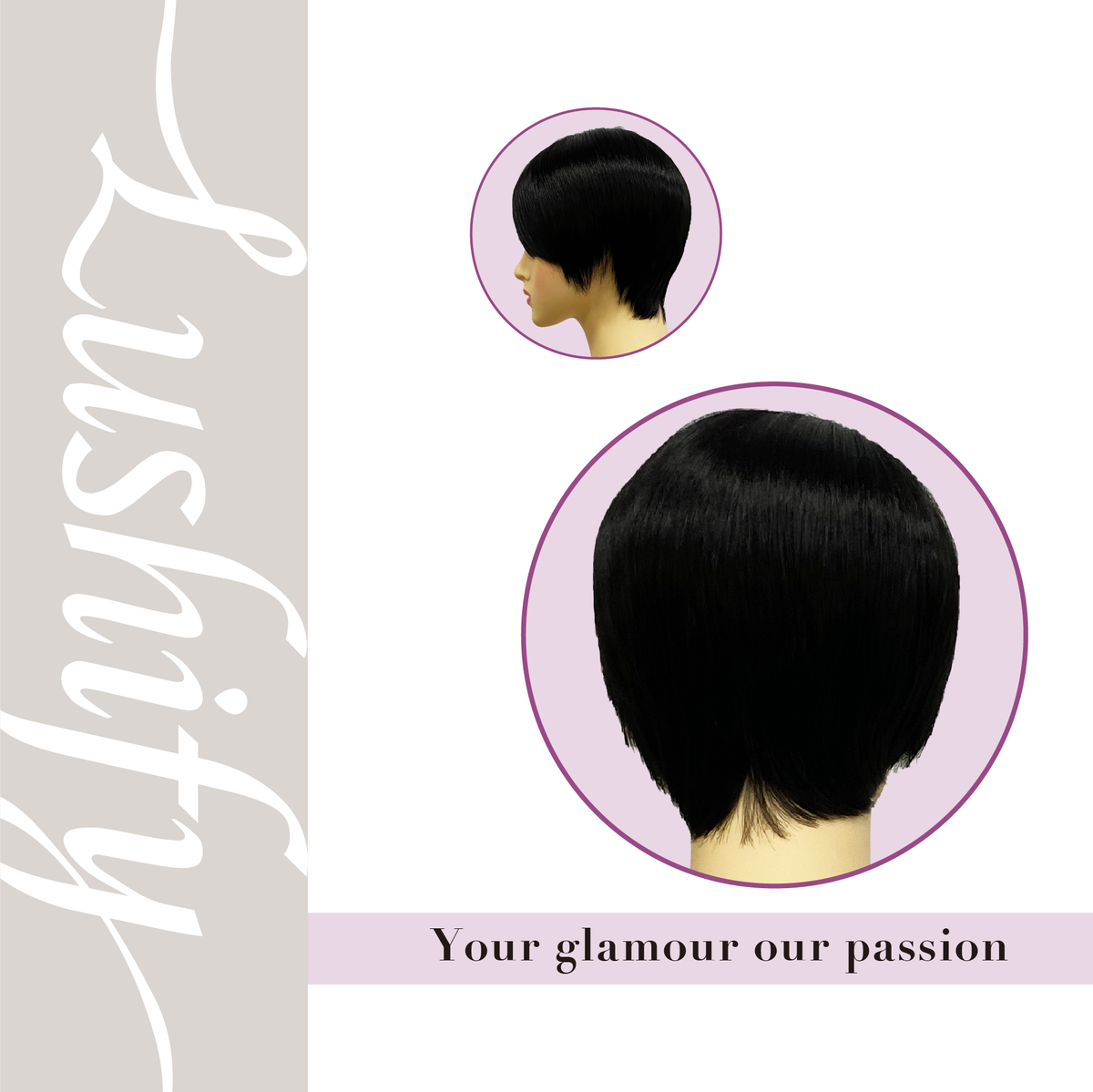 9.5 inch Black Short Pixie Cut Straight Wigs With Bangs