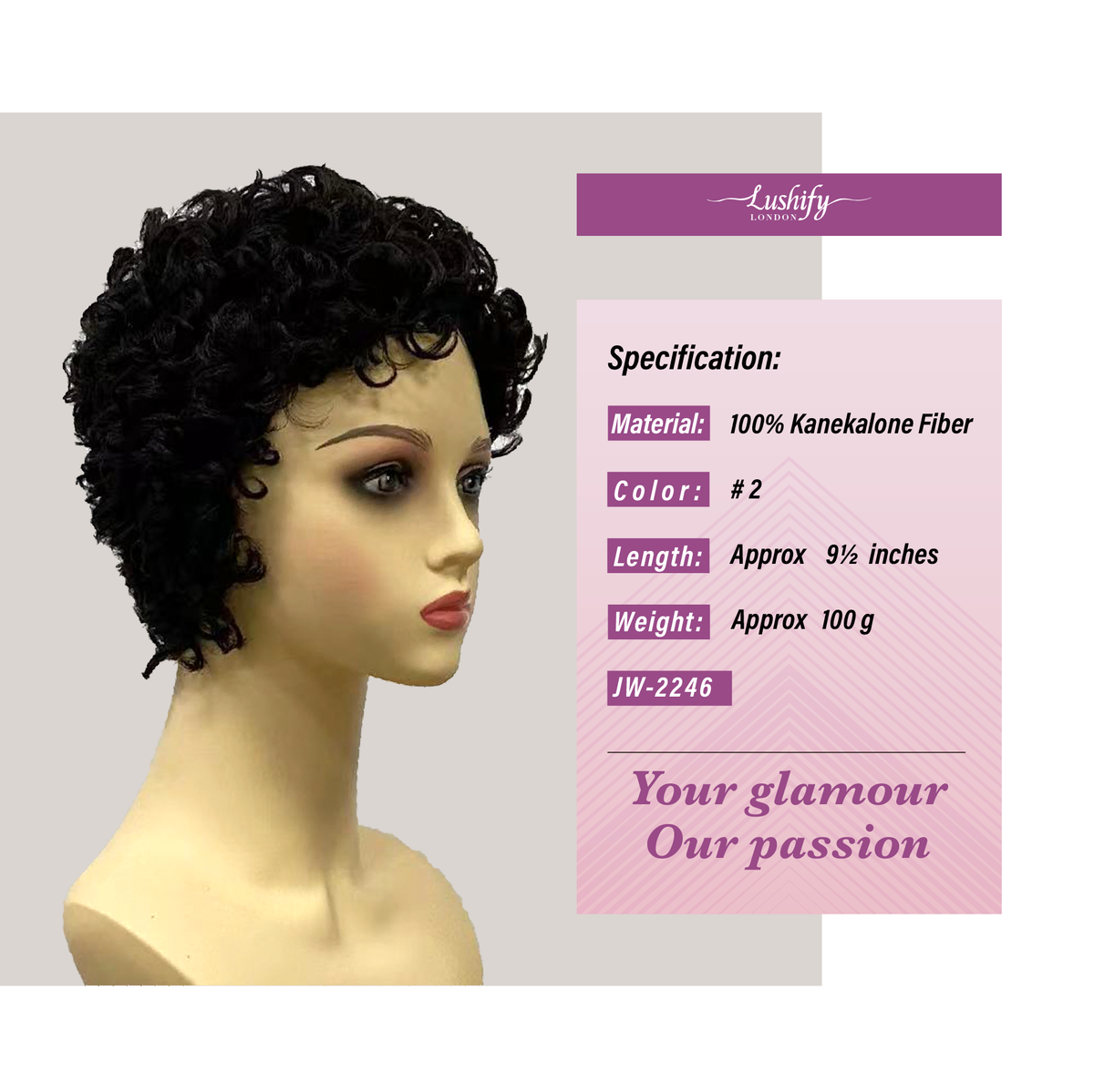 9.5 inches Black Curly AFRO Wigs For Women