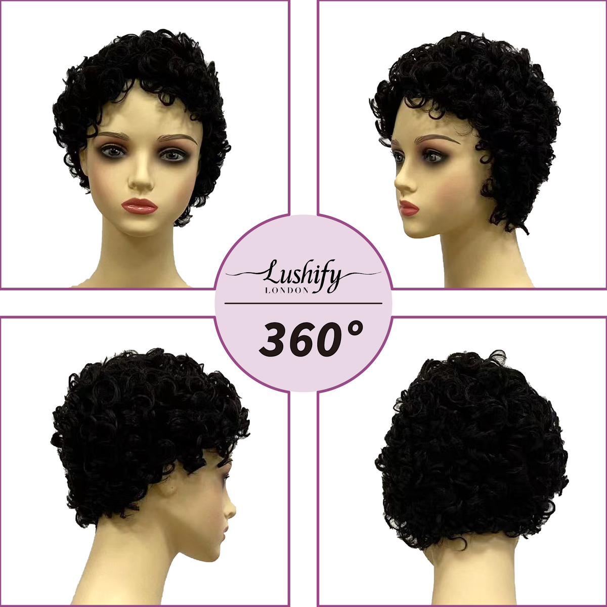 9.5 inches Black Curly AFRO Wigs For Women