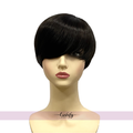 9 Inch Black Short Straight Pixie Wigs With Bangs