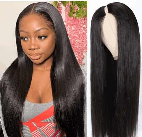 V Part Wigs Straight Brazilian Virgin Human Hair Wigs for Women